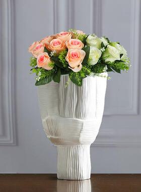 现代约高脚简大口花瓶花景器家品居客厅玄JR202091关软装样品装饰