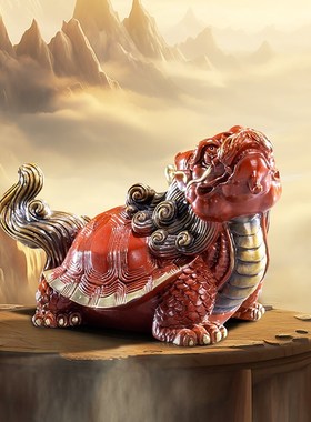 朱炳仁铜 富贵亨通摆件桌面办公室装饰龙龟招财铜摆件送人礼品