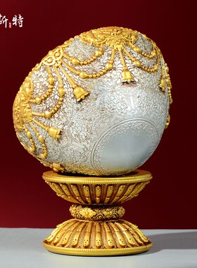 欧斯特树脂释迦牟尼钵八吉祥雕花手托钵室内家用佛钵桌面摆件