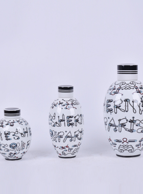 新中式白色陶瓷罐摆件家居样板房客厅电视柜玄关茶室茶楼软装饰品