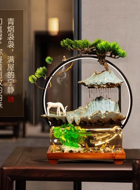招财流水摆件创意家居水景鱼缸循环水客厅办公室装饰乔迁开业礼品