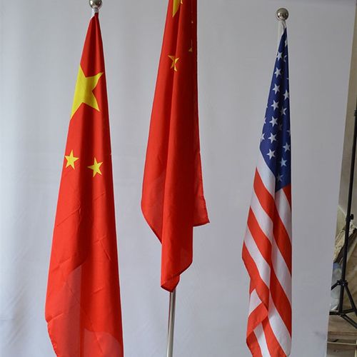 2.6米金色不绣钢办公室会议旗杆旗架厅旗落地旗座国旗党旗 伸缩杆 - 图1