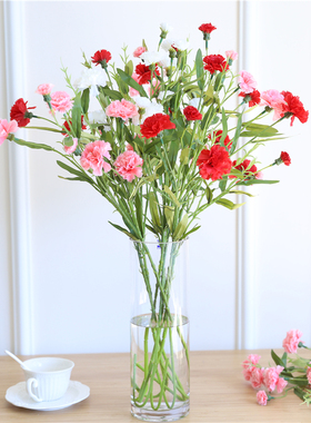 仿真花康乃馨花束干花母亲节送妈妈家居客厅装饰餐桌假花摆设摆件