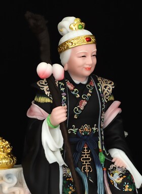 汉白玉黑老太太神像黑妈妈黑老太佛像家用客厅祝福人物桌面摆件