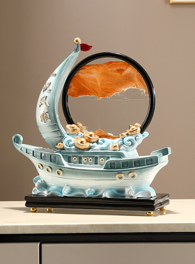 一帆风顺帆船摆件新中式客厅玄关电视柜办公室桌面装饰品乔迁礼品