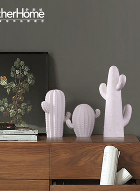 北欧白色陶瓷仙人掌摆件 家居装饰品客厅电视柜样板间玄关摆件