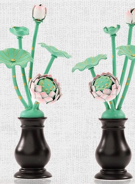 鎏金莲花迷你彩绘客厅荷花用品供奉花唐密真言宗常花居家摆件禅意