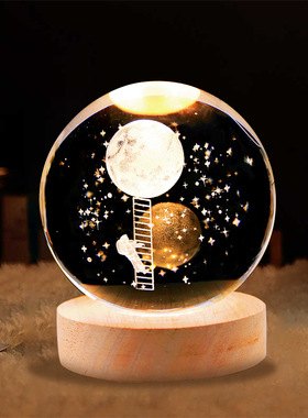 生日快乐可发光星空灯水晶球桌面小夜灯投影氛围灯装饰品摆件礼物