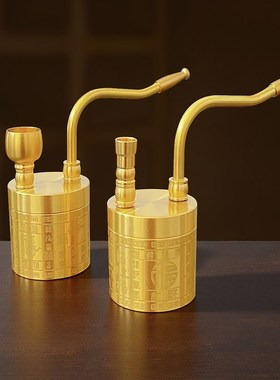 黄铜百福水烟壶两用男士水烟袋式老式烟斗百福图高级烟锅壶装饰品