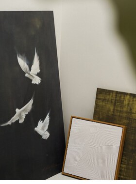 白鸽午夜飞行挂画高级感装饰画客餐厅入户玄关沙发背景墙落地画