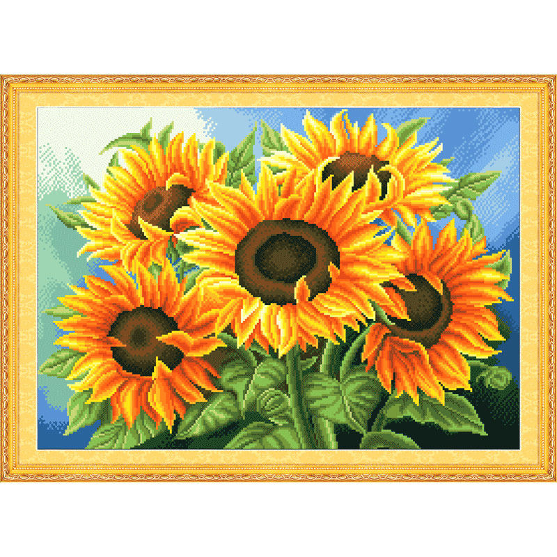 2023新款线绣十字绣成品纯手工向日葵满绣机绣客厅卧室餐厅大小幅,淘宝优惠券,粉丝福利购,淘宝优惠卷