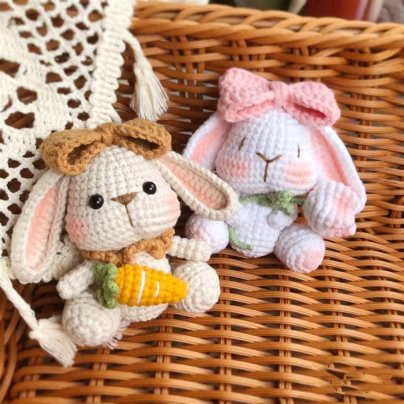 成品复古垂耳兔子毛线手工编织可爱挂件钥匙扣包挂情侣礼物,淘宝优惠券,粉丝福利购,淘宝优惠卷