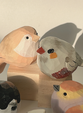 送TA一个肥啾鸟!木雕小鸟纯手工 桌面小摆件 治愈系生日礼物礼品