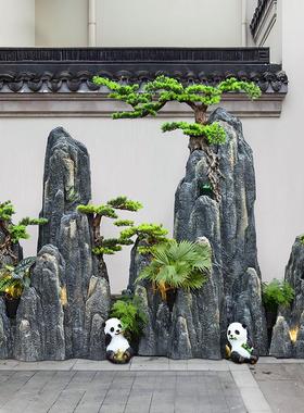 大型假石头园造景鱼池庭山院别墅假山石造酒店户外花饰摆饰山水景