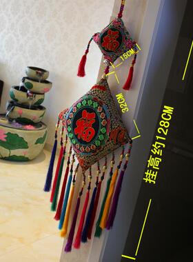 节日喜庆绣花挂件 餐馆酒吧创意装饰品 家居客厅玄关电视背景墙壁