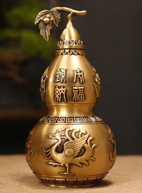 铜葫芦摆件开盖空心四神兽铜葫芦朱雀玄武青龙白虎家居客厅办公室