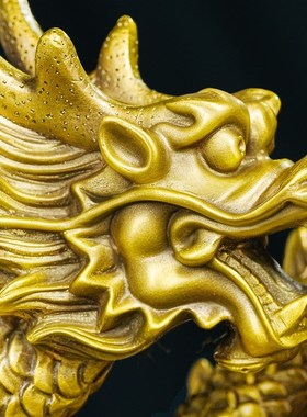 全铜龙摆件生肖龙形黄铜制葫芦客厅办公室风水福禄金属招财工艺品