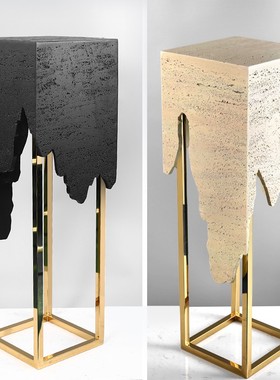 客厅摆件落地基座酒店会所工艺术品展示轻奢大理石底座台雕塑摆台