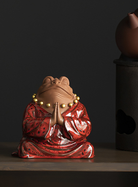 久造中式陶瓷金蟾仙人摆件禅意家居装饰办公室工艺礼品摆饰店铺开