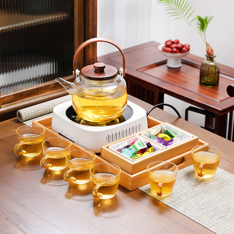 Japanese-style tea boiler tea stove multi-kinetic glass tea set household health flower teapot electric ceramic stove teapot