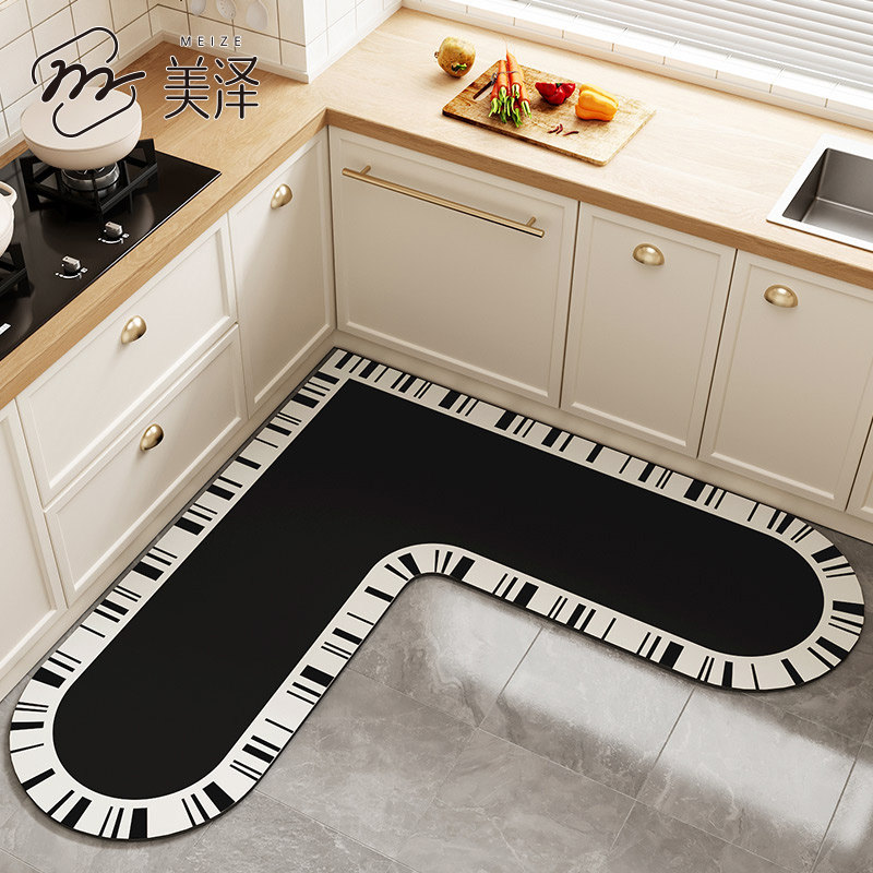 Kitchen floor mats 2025 new anti-slip, oil-proof and waterproof foot mats, dirt-resistant diatom mud absorbent mats, no-wash wipeable carpets