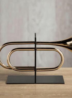 代创意房金色叭旋律书档喇摆件现样板BUO房客厅书柜子展厅陈设装