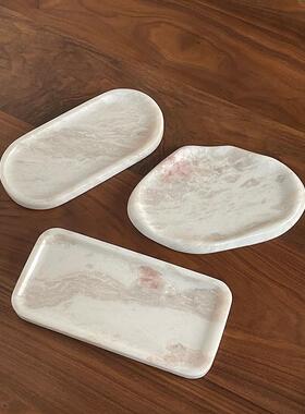 天然大理石粉红色托盘浴室水槽香薰珠宝存储托盘高端装饰饰品