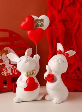 贝汉美兔子结婚礼品送新人新娘结婚布置婚房客厅卧室装饰订婚摆件