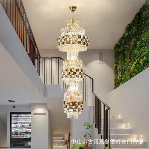 欧式灯旋转楼梯长吊灯奢华大气别客墅复式中楼吊现楼代轻奢105高 - 图2