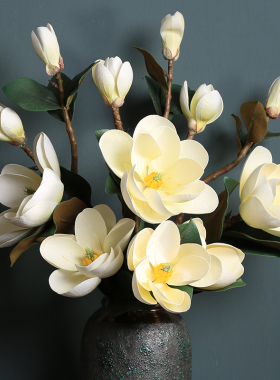 中式玉兰仿真花假花客厅摆设茶几装饰玄关花艺摆件餐桌绢花干花束