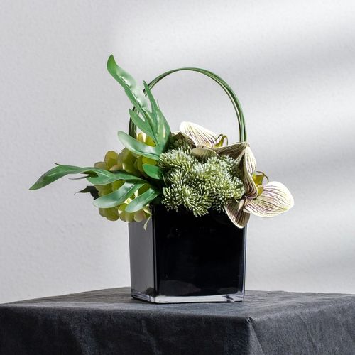 现代简约仿真绿植盆栽摆件样板房洽谈桌面酒店茶几餐桌洗漱台花艺 - 图1