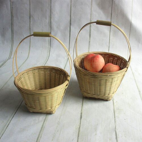 竹编制品 小提篮装饰花篮小竹筐点心提篮家用鸡蛋篮水果筐 竹吊篮 - 图0