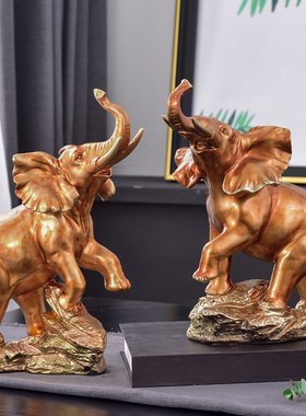 欧式家居饰品客厅树脂大象摆件招财电视柜一对装饰品开业送礼