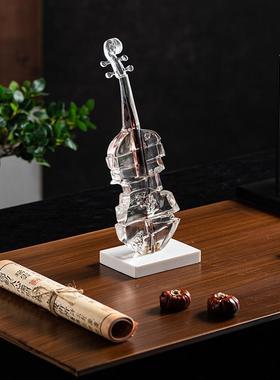 匠十三中式透明水墨小提琴YB-RZ-19创意艺档术工艺品高软家品居新