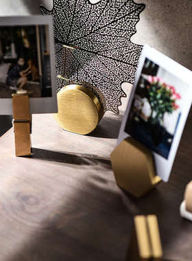 黄铜卡片展示架桌面台卡名片底座标签夹价格金色照片夹座便签留言