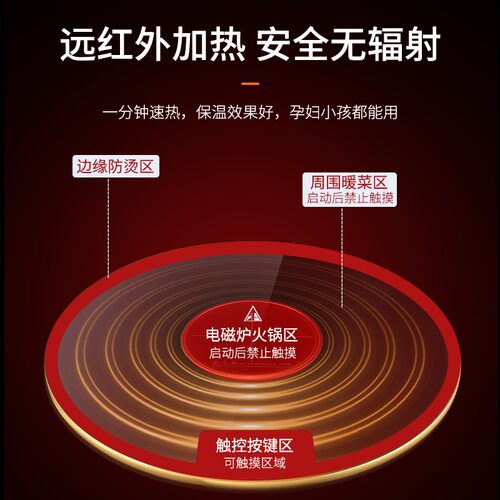 饭菜保温板暖菜板热菜板家用多功能智能带火锅圆形餐桌转盘加热板 - 图1