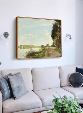 阿让特伊的小路莫奈风景画艺术微喷画客厅卧室沙发沙发背景装饰画