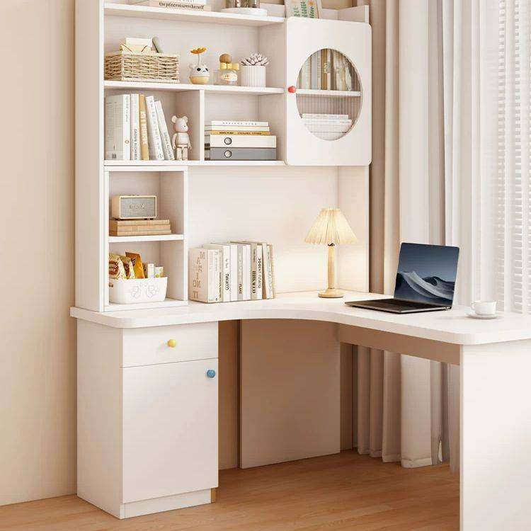 实木书桌书柜一体桌转角学生学习写字桌子家用卧室办公台式电脑桌,淘宝优惠券,粉丝福利购,淘宝优惠卷