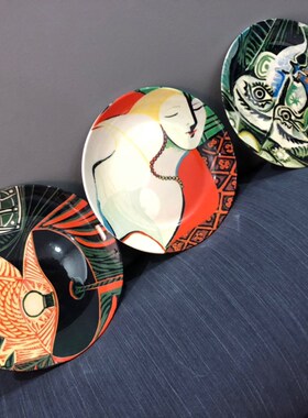 毕加索油画名画作品陶瓷挂盘背景墙装饰盘子客厅餐厅墙面艺术挂画