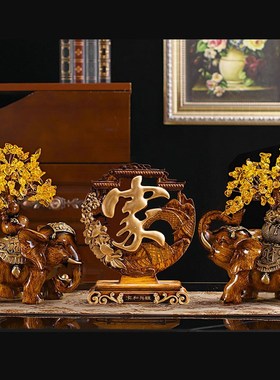 泰国招财吸财吸水一对象树脂大象客厅家居工艺品小装饰品小象摆件