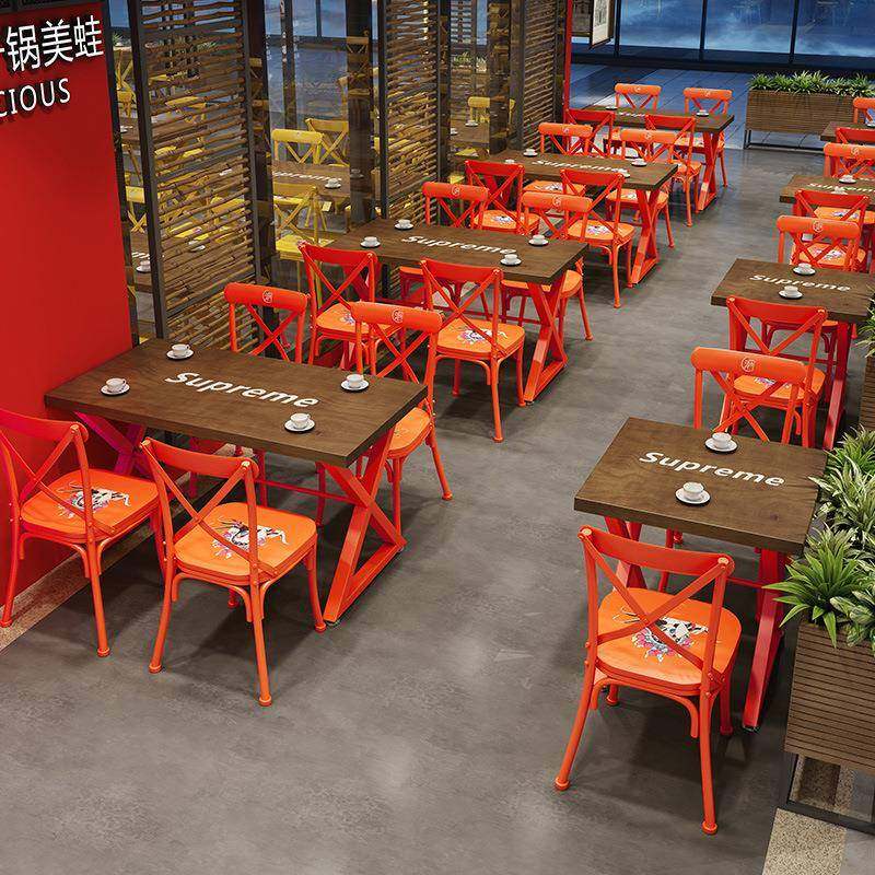 奶茶店桌椅组合卡座桌子商用餐厅实木餐桌家用咖啡厅工业风酒吧桌,淘宝优惠券,粉丝福利购,淘宝优惠卷