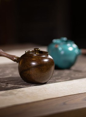 朱炳仁铜 小龙珠侧把壶 手工铜壶家用办公便携耐热煮茶壶茶具