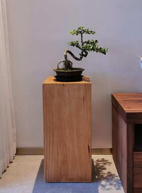 北欧黑色实木沙发边几墩子创意方花架床头柜民宿摆件装饰坐凳高低