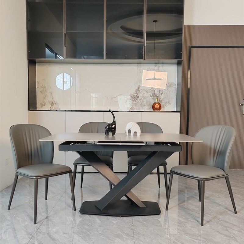 岩板餐桌可伸缩长方形家用1.2米小户型现代简约2023新款折叠饭桌 - 图3