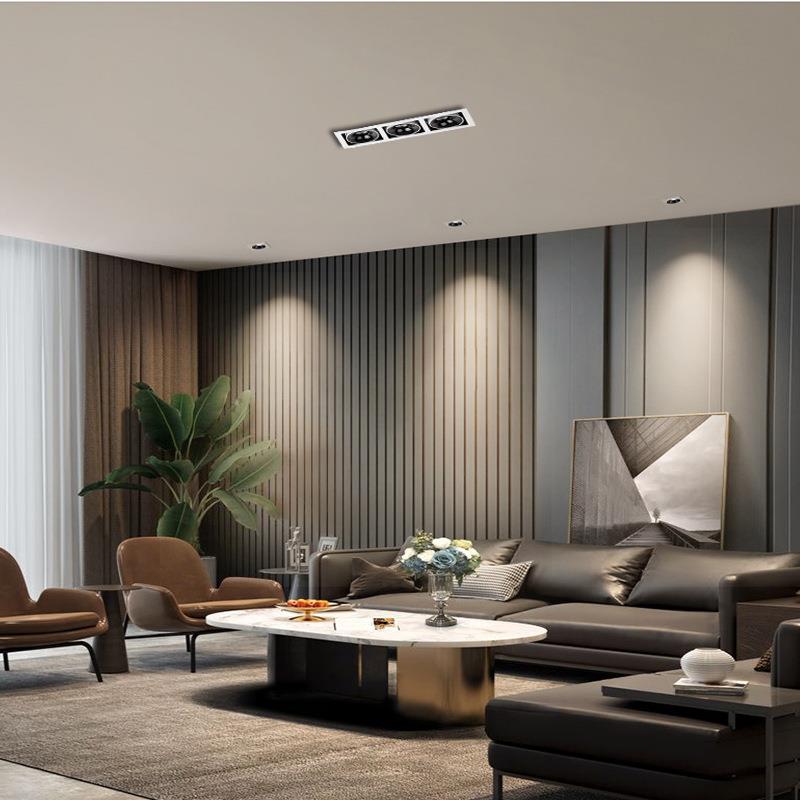 Ultra-thin open hole bold lamp embedded bean bold spotlight one head two heads double head three heads LED grille ceiling downlight