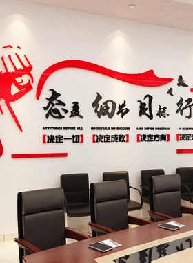 企业文化墙办公室装饰励志标语墙贴纸画公司氛围背景墙面布置高级