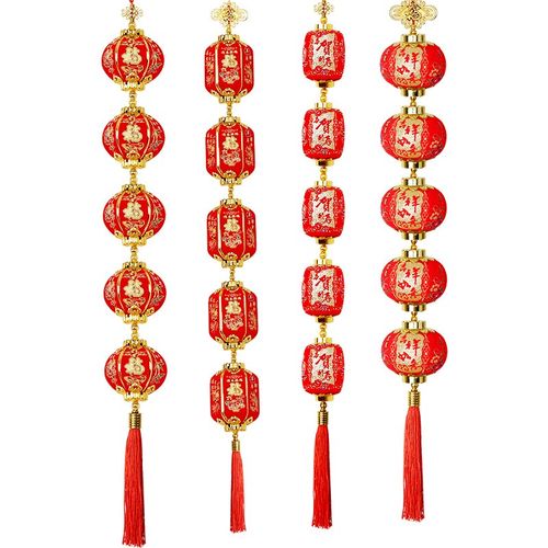 新年春节喜庆装饰用品辣椒鞭炮灯笼连串小号福字挂件场景布置挂饰 - 图3