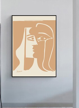 人物极简线条复古装饰画现代客厅沙发背景墙橱柜摆件样板挂画抽象