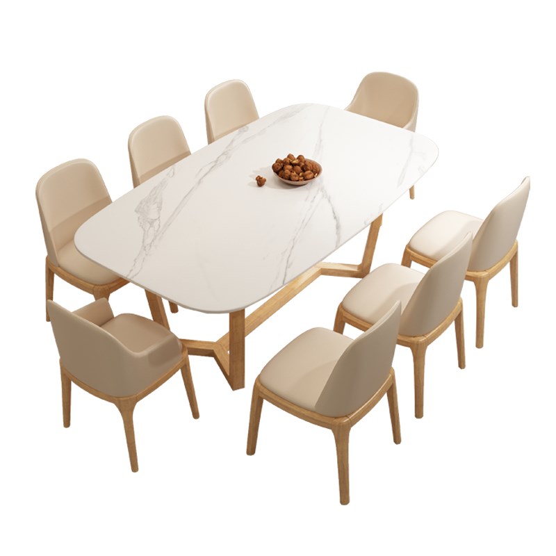 Slate log dining table cream style dining table home simple modern wabi-sabi style furniture 1.8 meters 6-person long dining table
