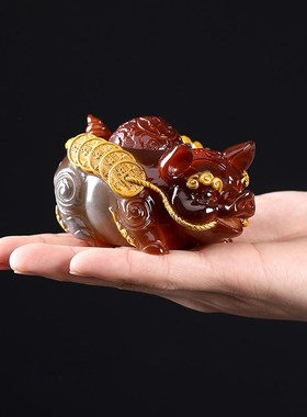 福气猪桌面摆件创意手工客厅办公室茶室茶桌家居装饰茶宠可养变色